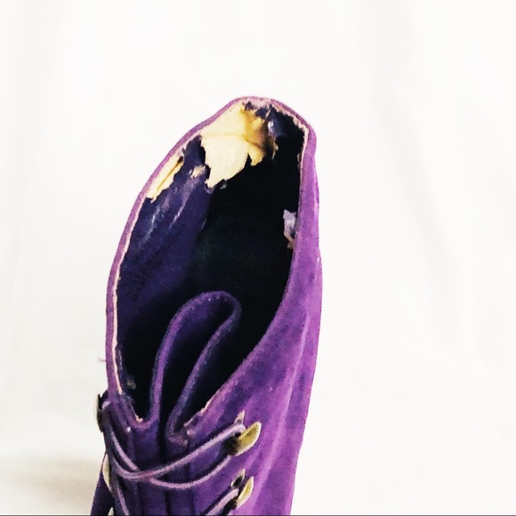 ShoeDazzle Dark Purple Suede Heeled Bootie Size 10 - Picture 5 of 5